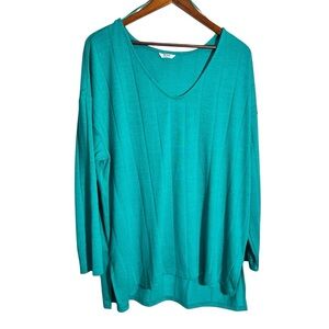 Pennington's Green Vneck Long Sleeve Lightweight Sweater Size 1x